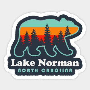 Lake Norman North Carolina Bear Retro Sunset Sticker